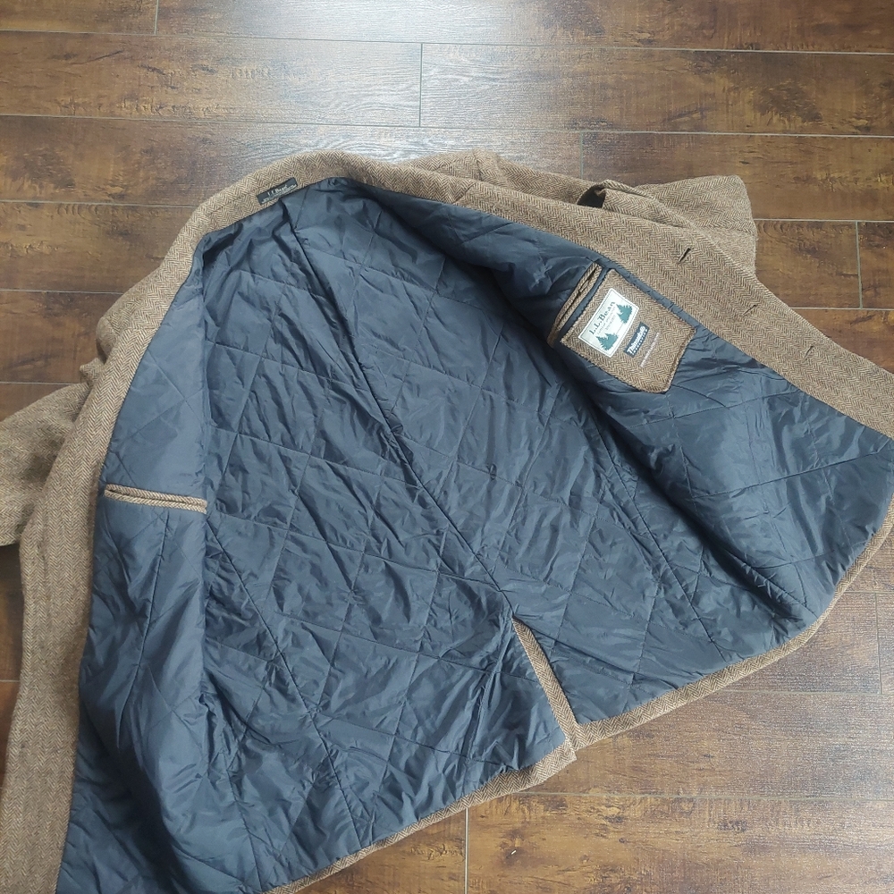 Vintage L.L.Bean Shetland Wool Jacket Brown Insulated Size 50 REG - Picture 13 of 13